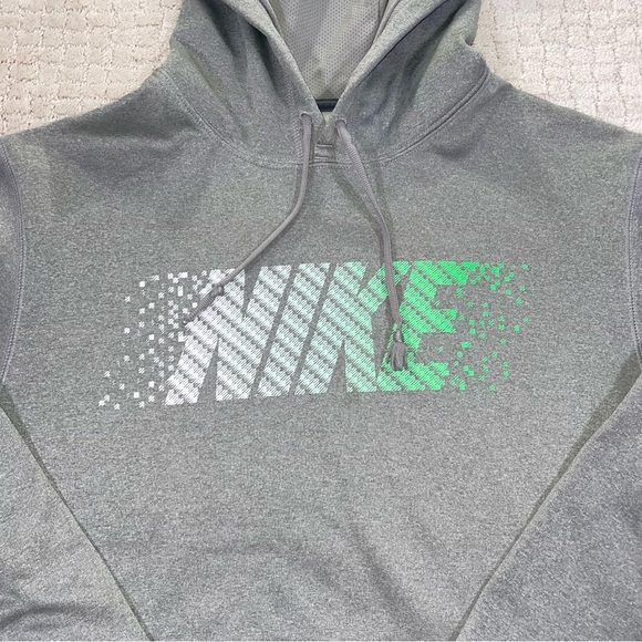 Nike Hoodie Sweater M Gray Therma Fit Pocket Fleece Logo - Picture 2 of 7